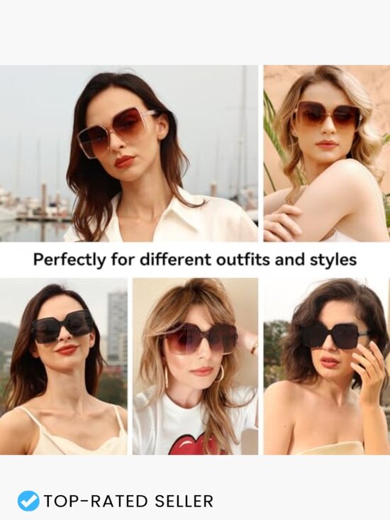 Oversized Square Sunglasses UV Protection Retro Fashion Shades Unisex